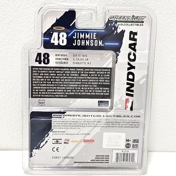 GREENLIGHT INDYCAR #48 Jimmie Johnson Limited Edition Car Model - Picture 7 of 15